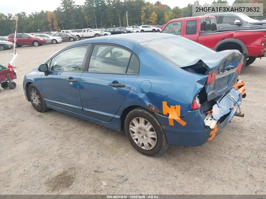 2010 HONDA CIVIC VIN 2HGFA1F3XAH573632 — фото 3
