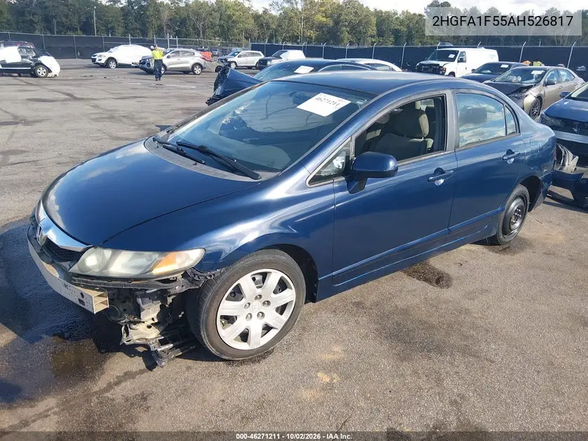 2010 HONDA CIVIC VIN 2HGFA1F55AH526817 — фото 2