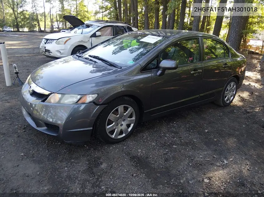 2010 HONDA CIVIC VIN 2HGFA1F51AH301018 — фото 2