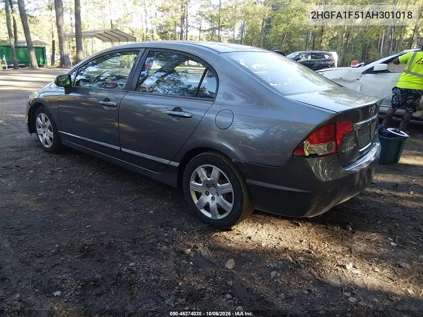 2010 HONDA CIVIC VIN 2HGFA1F51AH301018 — фото 3