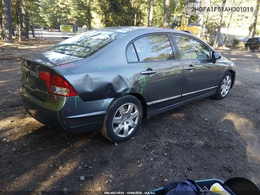 2010 HONDA CIVIC VIN 2HGFA1F51AH301018 — фото 4