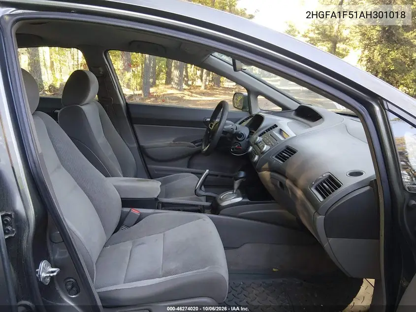 2010 HONDA CIVIC VIN 2HGFA1F51AH301018 — фото 5