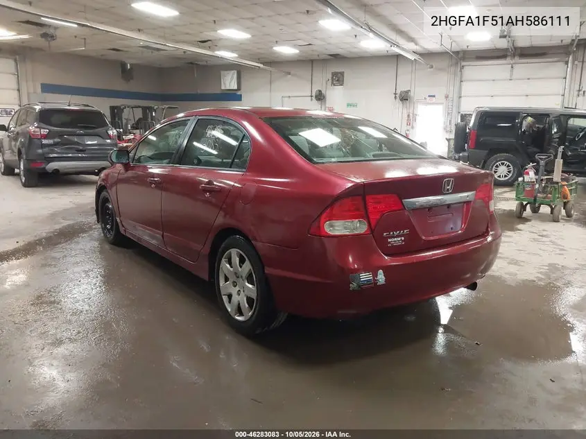 2010 HONDA CIVIC VIN 2HGFA1F51AH586111 — фото 3