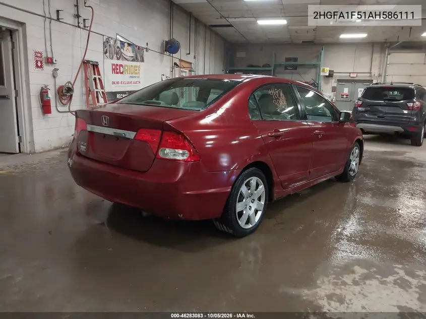 2010 HONDA CIVIC VIN 2HGFA1F51AH586111 — фото 4