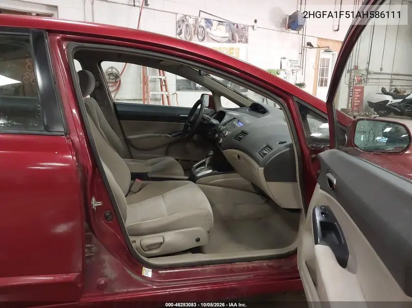 2010 HONDA CIVIC VIN 2HGFA1F51AH586111 — фото 5