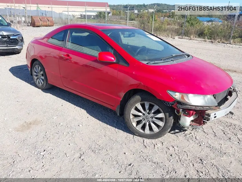HONDA CIVIC 2010, VIN 2HGFG1B85AH531904