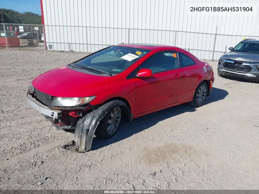 2010 HONDA CIVIC VIN 2HGFG1B85AH531904 — фото 2