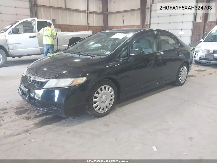 2010 HONDA CIVIC VIN 2HGFA1F5XAH324703 — фото 2