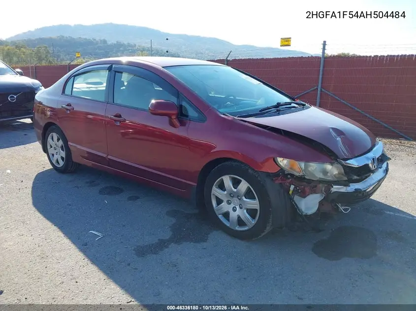 HONDA CIVIC 2010, VIN 2HGFA1F54AH504484