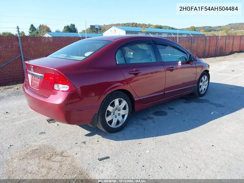 2010 HONDA CIVIC VIN 2HGFA1F54AH504484 — фото 4