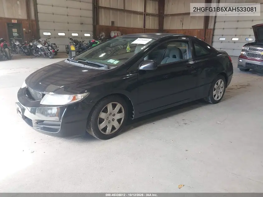 2010 HONDA CIVIC VIN 2HGFG1B6XAH533081 — фото 2