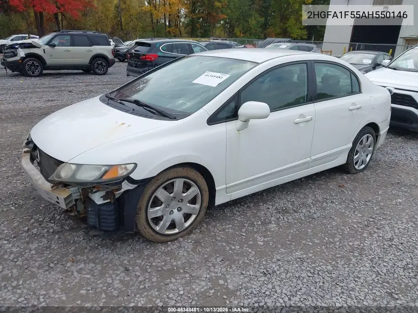2010 HONDA CIVIC VIN 2HGFA1F55AH550146 — фото 2