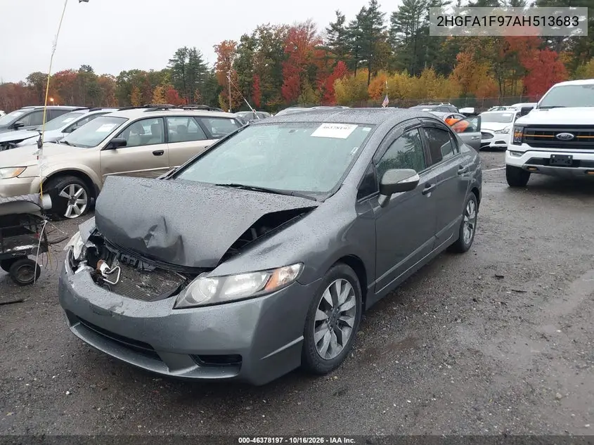 2010 HONDA CIVIC VIN 2HGFA1F97AH513683 — фото 2