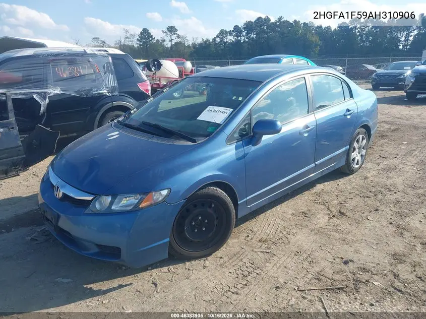 2010 HONDA CIVIC VIN 2HGFA1F59AH310906 — фото 2