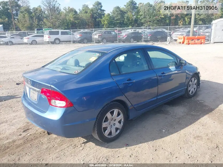 2010 HONDA CIVIC VIN 2HGFA1F59AH310906 — фото 4
