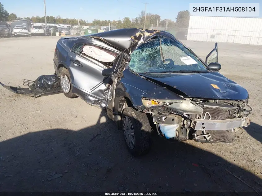 HONDA CIVIC 2010, VIN 2HGFA1F31AH508104