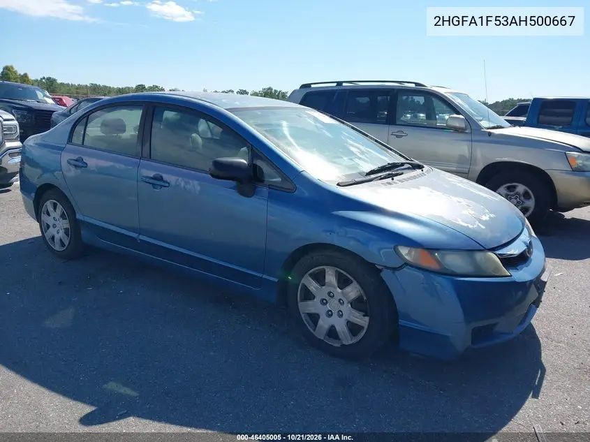 HONDA CIVIC 2010, VIN 2HGFA1F53AH500667