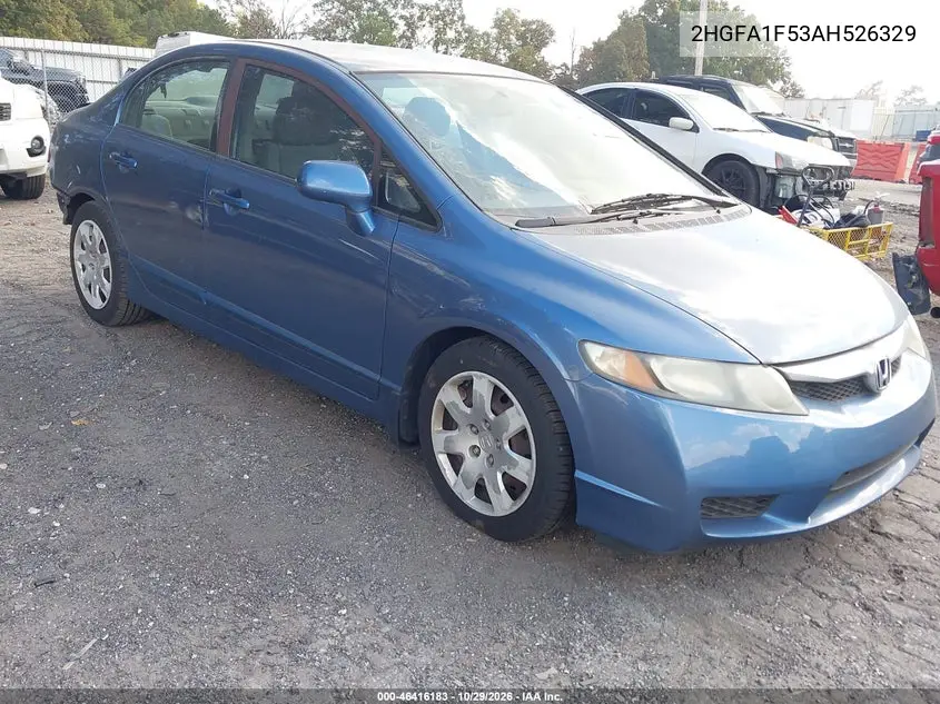 HONDA CIVIC 2010, VIN 2HGFA1F53AH526329