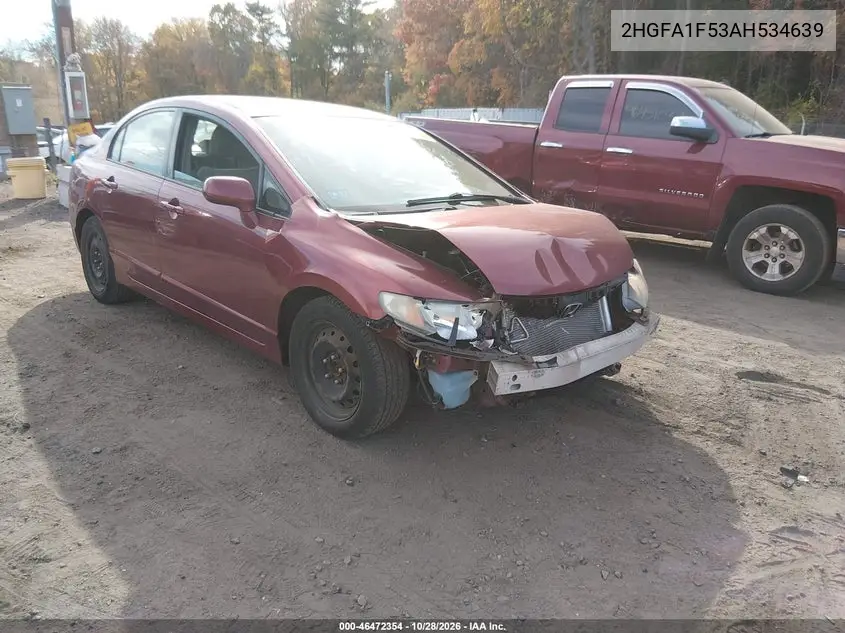 HONDA CIVIC 2010, VIN 2HGFA1F53AH534639