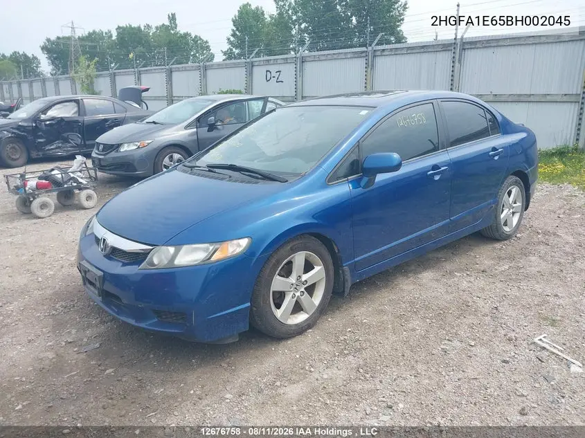 HONDA CIVIC 2011, VIN 2HGFA1E65BH002045