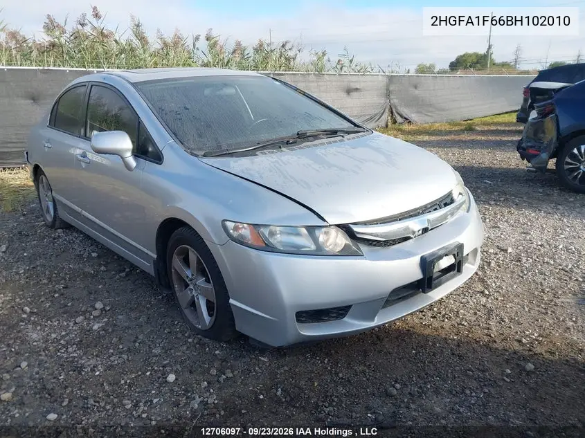 HONDA CIVIC 2011, VIN 2HGFA1F66BH102010