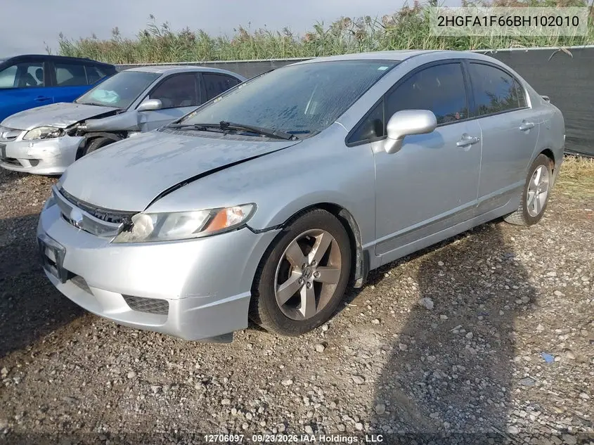 2011 HONDA CIVIC VIN 2HGFA1F66BH102010 — фото 2
