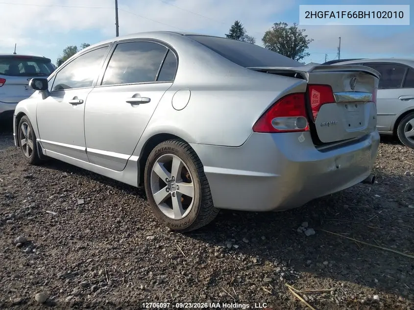 2011 HONDA CIVIC VIN 2HGFA1F66BH102010 — фото 3
