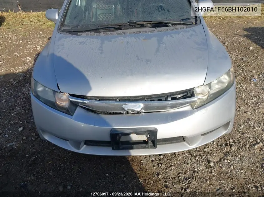 2011 HONDA CIVIC VIN 2HGFA1F66BH102010 — фото 6
