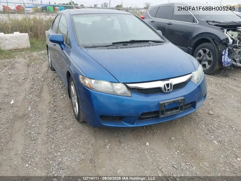 HONDA CIVIC 2011, VIN 2HGFA1F68BH005245