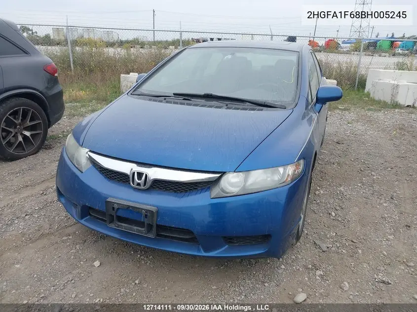 2011 HONDA CIVIC VIN 2HGFA1F68BH005245 — фото 2