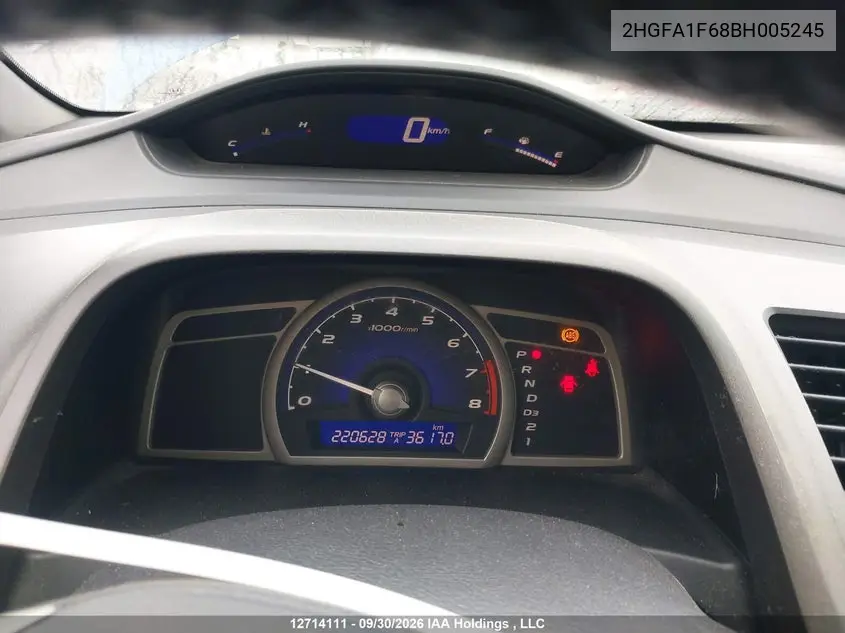 2011 HONDA CIVIC VIN 2HGFA1F68BH005245 — фото 7