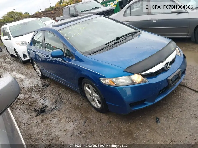 HONDA CIVIC 2011, VIN 2HGFA1F67BH004586