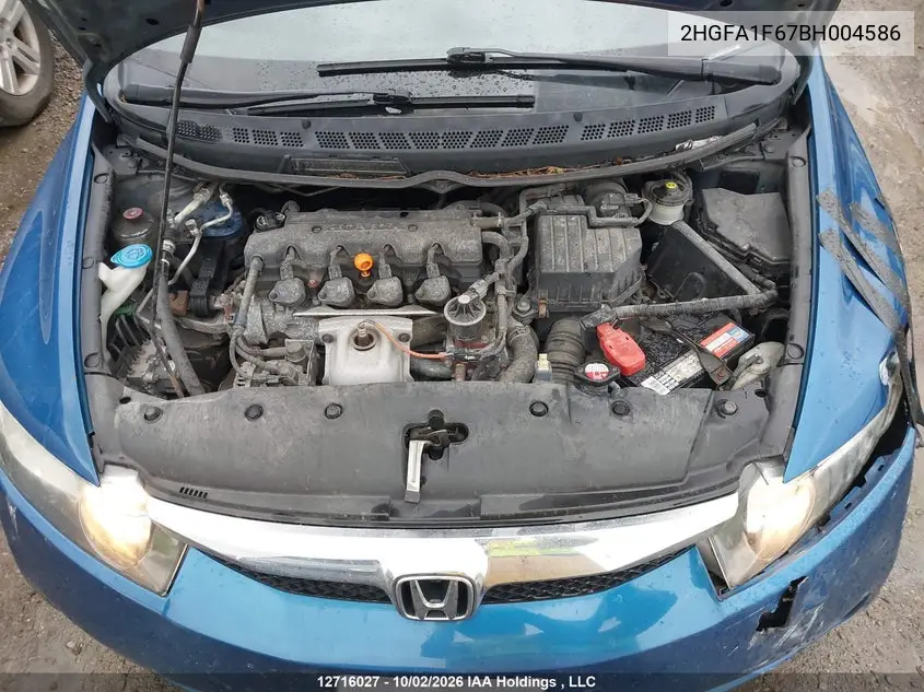 2011 HONDA CIVIC VIN 2HGFA1F67BH004586 — фото 10