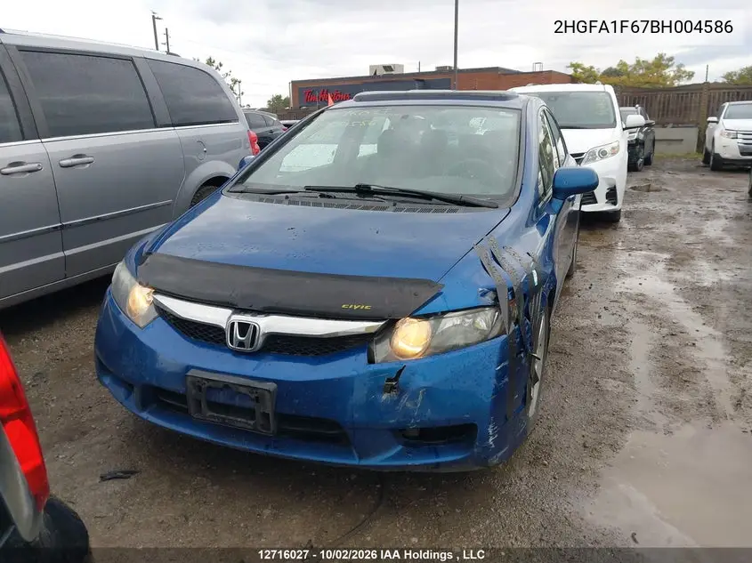 2011 HONDA CIVIC VIN 2HGFA1F67BH004586 — фото 12