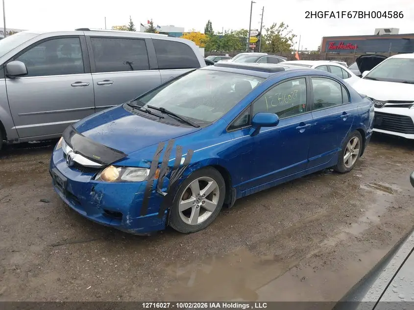 2011 HONDA CIVIC VIN 2HGFA1F67BH004586 — фото 2