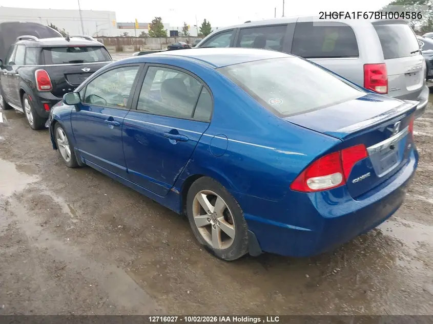 2011 HONDA CIVIC VIN 2HGFA1F67BH004586 — фото 3