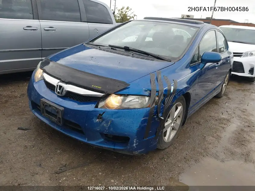 2011 HONDA CIVIC VIN 2HGFA1F67BH004586 — фото 6