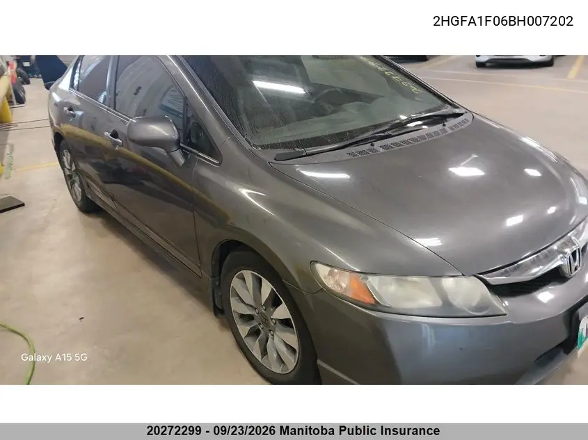 HONDA CIVIC 2011, VIN 2HGFA1F06BH007202