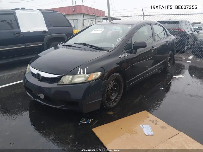 2011 HONDA CIVIC VIN 19XFA1F51BE007355 — фото 2