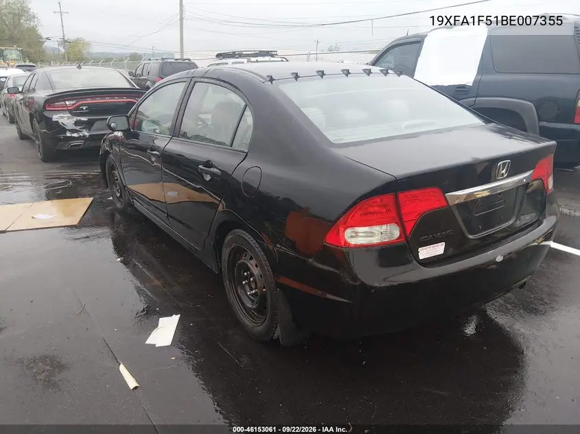 2011 HONDA CIVIC VIN 19XFA1F51BE007355 — фото 3