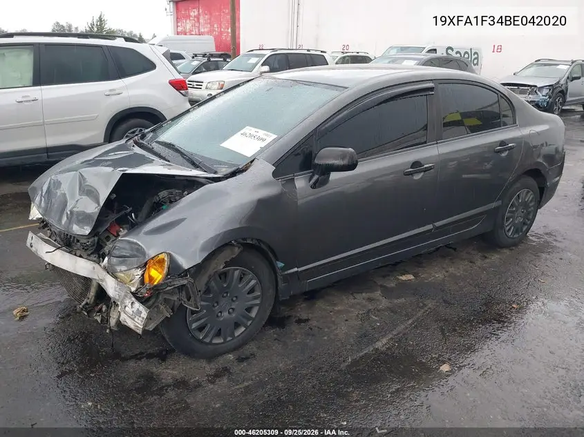 2011 HONDA CIVIC VIN 19XFA1F34BE042020 — фото 2