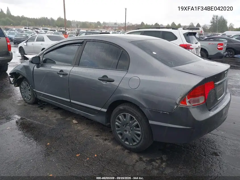 2011 HONDA CIVIC VIN 19XFA1F34BE042020 — фото 3