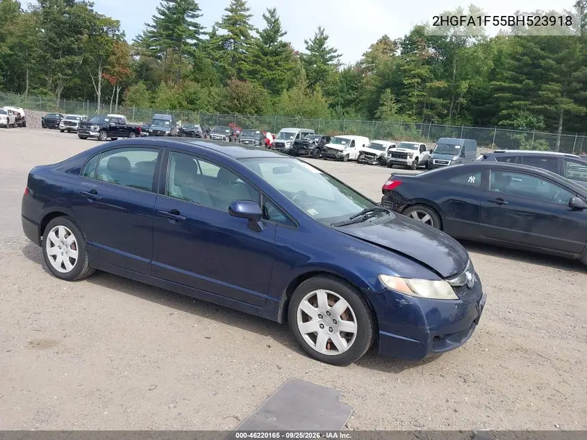 HONDA CIVIC 2011, VIN 2HGFA1F55BH523918