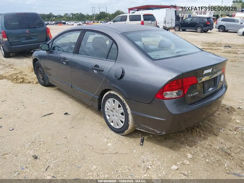 2011 HONDA CIVIC VIN 19XFA1F39BE009028 — фото 3