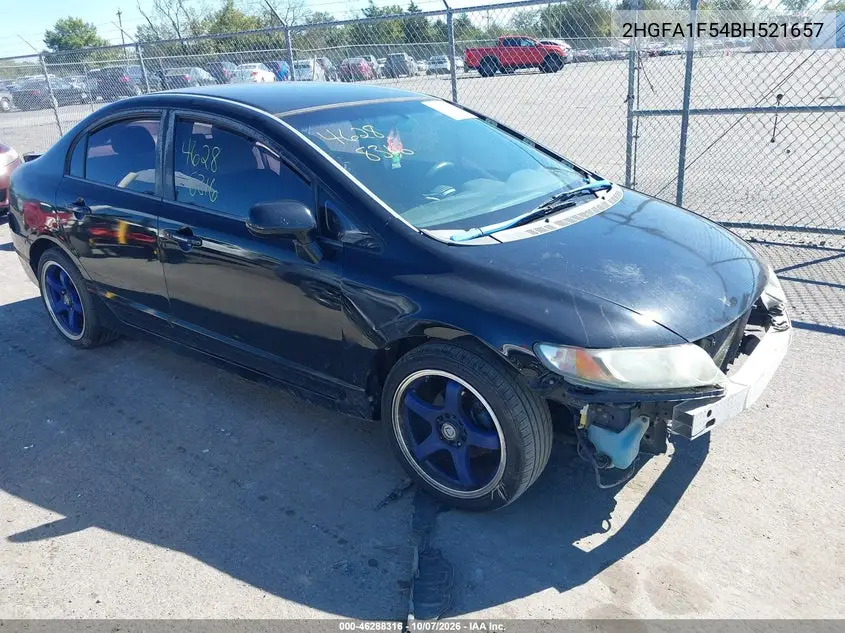 HONDA CIVIC 2011, VIN 2HGFA1F54BH521657