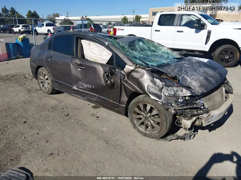HONDA CIVIC 2011, VIN 2HGFA1F98BH507943