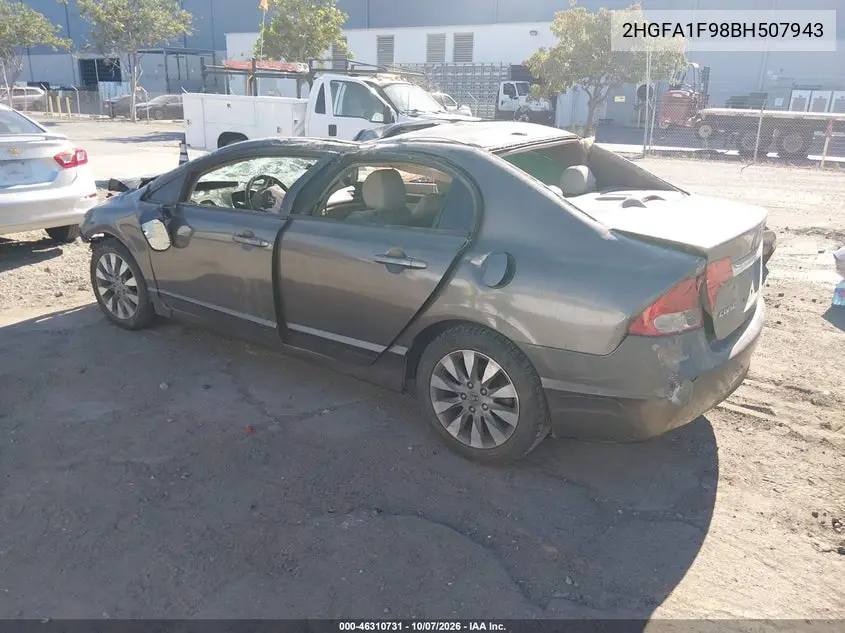 2011 HONDA CIVIC VIN 2HGFA1F98BH507943 — фото 3