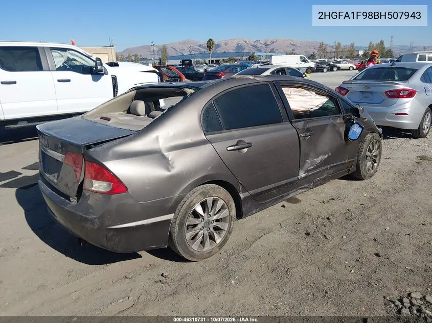 2011 HONDA CIVIC VIN 2HGFA1F98BH507943 — фото 4
