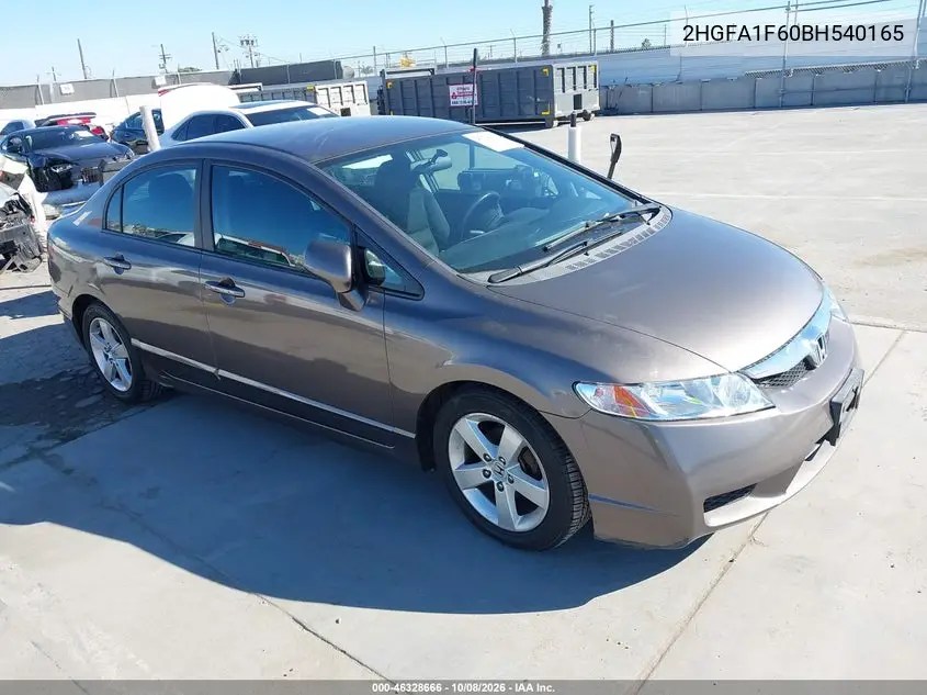 HONDA CIVIC 2011, VIN 2HGFA1F60BH540165