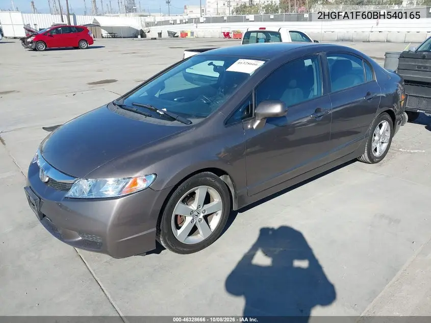 2011 HONDA CIVIC VIN 2HGFA1F60BH540165 — фото 2